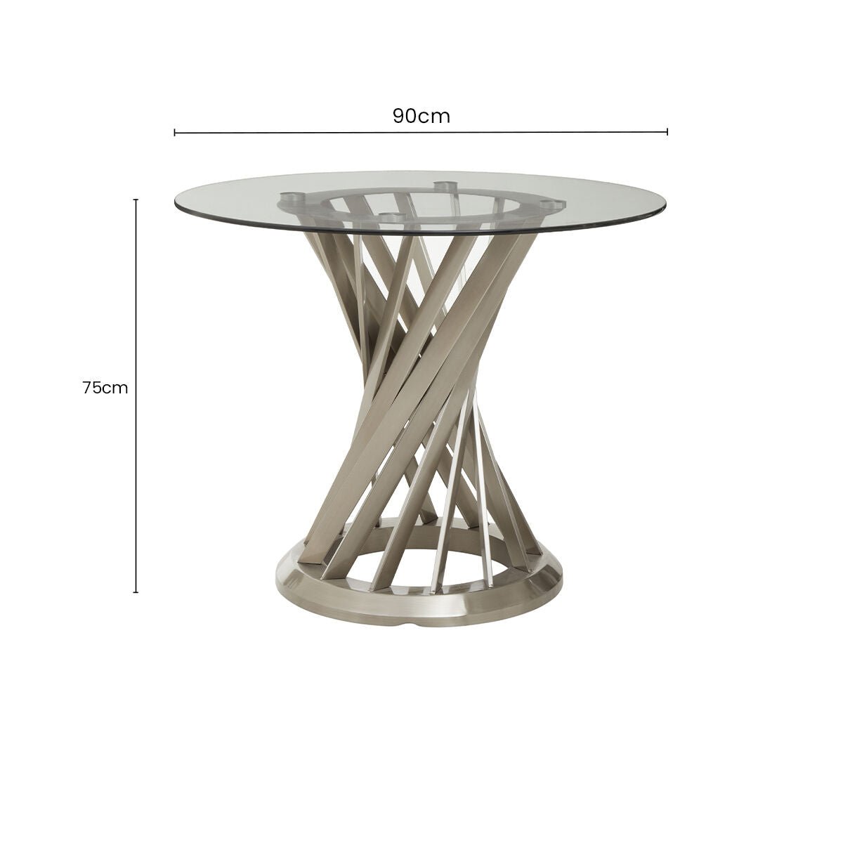 Clear Glass Top and Silver Hourglass Base Dining Table, Anzio - Joe’s Haven