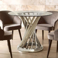 Clear Glass Top and Silver Hourglass Base Dining Table, Anzio - Joe’s Haven