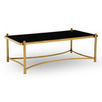 Gold Finish Base Coffee Table with Black Glass Top, Ackley - Joe’s Haven