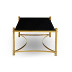 Gold Finish Base Coffee Table with Black Glass Top, Ackley - Joe’s Haven