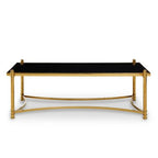 Gold Finish Base Coffee Table with Black Glass Top, Ackley - Joe’s Haven