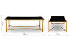Gold Finish Base Coffee Table with Black Glass Top, Ackley - Joe’s Haven
