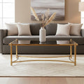 Gold Finish Base Coffee Table with Black Glass Top, Ackley - Joe’s Haven
