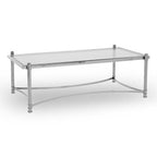 Silver Finish Base Coffee Table with Clear Glass Top, Ackley - Joe’s Haven