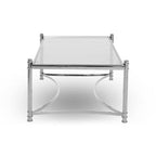 Silver Finish Base Coffee Table with Clear Glass Top, Ackley - Joe’s Haven