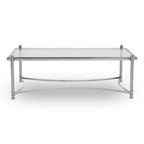 Silver Finish Base Coffee Table with Clear Glass Top, Ackley - Joe’s Haven