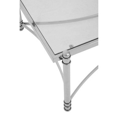 Silver Finish Base Coffee Table with Clear Glass Top, Ackley - Joe’s Haven