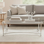 Silver Finish Base Coffee Table with Clear Glass Top, Ackley - Joe’s Haven