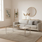 Silver Finish Base Coffee Table with Clear Glass Top, Ackley - Joe’s Haven