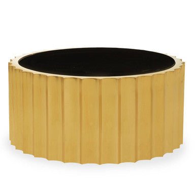 Black Glass Top and Titanium Base Round Coffee Table, Alvaro - Joe’s Haven