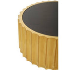 Black Glass Top and Titanium Base Round Coffee Table, Alvaro - Joe’s Haven