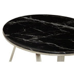 Silver Finish Frame Coffee Table with Round Black Marble Top, Alvaro - Joe’s Haven