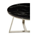 Silver Finish Frame Coffee Table with Round Black Marble Top, Alvaro - Joe’s Haven