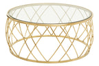 Gold Base Round Coffee Table with Clear Glass Top, Ackley - Joe’s Haven