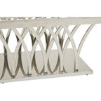 Black Marble Top Coffee Table with Intricate Silver Base, Arenza - Joe’s Haven