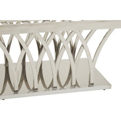 Black Marble Top Coffee Table with Intricate Silver Base, Arenza - Joe’s Haven