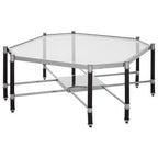 Silver and Black Metal Coffee Table with Clear Tempered Glass Top, Allessi - Joe’s Haven