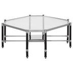 Silver and Black Metal Coffee Table with Clear Tempered Glass Top, Allessi - Joe’s Haven
