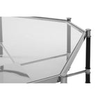 Silver and Black Metal Coffee Table with Clear Tempered Glass Top, Allessi - Joe’s Haven