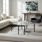 Silver and Black Metal Coffee Table with Clear Tempered Glass Top, Allessi - Joe’s Haven