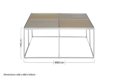 Brushed Gold and Silver Square Coffee Table, Oria