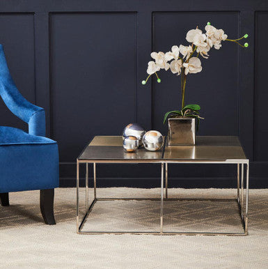 Brushed Gold and Silver Square Coffee Table, Oria