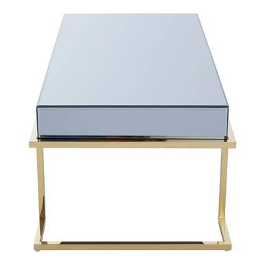 Grey Mirrored Top Coffee Table with Gold Finish Stainless Steel Sledge Base, Kaso - Joe’s Haven