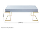 Grey Mirrored Top Coffee Table with Gold Finish Stainless Steel Sledge Base, Kaso - Joe’s Haven