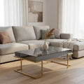 Grey Mirrored Top Coffee Table with Gold Finish Stainless Steel Sledge Base, Kaso - Joe’s Haven