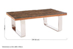 Natural Wood and Clear Glass Top Coffee Table with Silver U - Shaped Metal Legs, Kerala - Joe’s Haven