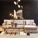 Natural Wood and Clear Glass Top Coffee Table with Silver U - Shaped Metal Legs, Kerala - Joe’s Haven