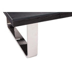 Black Wood and Clear Glass Top Coffee Table with Silver U - Shaped Metal Legs, Kerala - Joe’s Haven