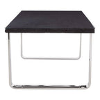 Large Black Pinewood and Clear Glass Top Dining Table with Silver U - Shaped Metal Legs, Kerala - Joe’s Haven
