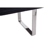 Large Black Pinewood and Clear Glass Top Dining Table with Silver U - Shaped Metal Legs, Kerala - Joe’s Haven