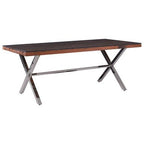 Square Natural Wood and Clear Glass Top Dining Table with Grey Cross Base, Kerala - Joe’s Haven