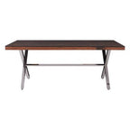 Square Natural Wood and Clear Glass Top Dining Table with Grey Cross Base, Kerala - Joe’s Haven