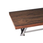 Square Natural Wood and Clear Glass Top Dining Table with Grey Cross Base, Kerala - Joe’s Haven