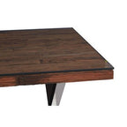 Square Natural Wood and Clear Glass Top Dining Table with Grey Cross Base, Kerala - Joe’s Haven