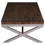 Square Natural Wood and Clear Glass Top Coffee Table with Silver Cross Base, Kerala - Joe’s Haven