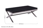 Square Black Wood and Clear Glass Top Coffee Table with Silver Cross Base, Kerala - Joe’s Haven