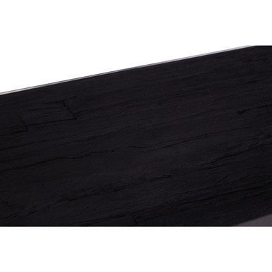 Square Black Wood and Clear Glass Top Coffee Table with Silver Cross Base, Kerala - Joe’s Haven