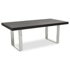 Black Elm Wood Rectangular Dining Table with Stainless Steel U Shaped Legs, Ulmus - Joe’s Haven