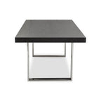 Black Elm Wood Rectangular Dining Table with Stainless Steel U Shaped Legs, Ulmus - Joe’s Haven
