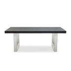 Black Elm Wood Rectangular Dining Table with Stainless Steel U Shaped Legs, Ulmus - Joe’s Haven