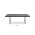Black Elm Wood Rectangular Dining Table with Stainless Steel U Shaped Legs, Ulmus - Joe’s Haven