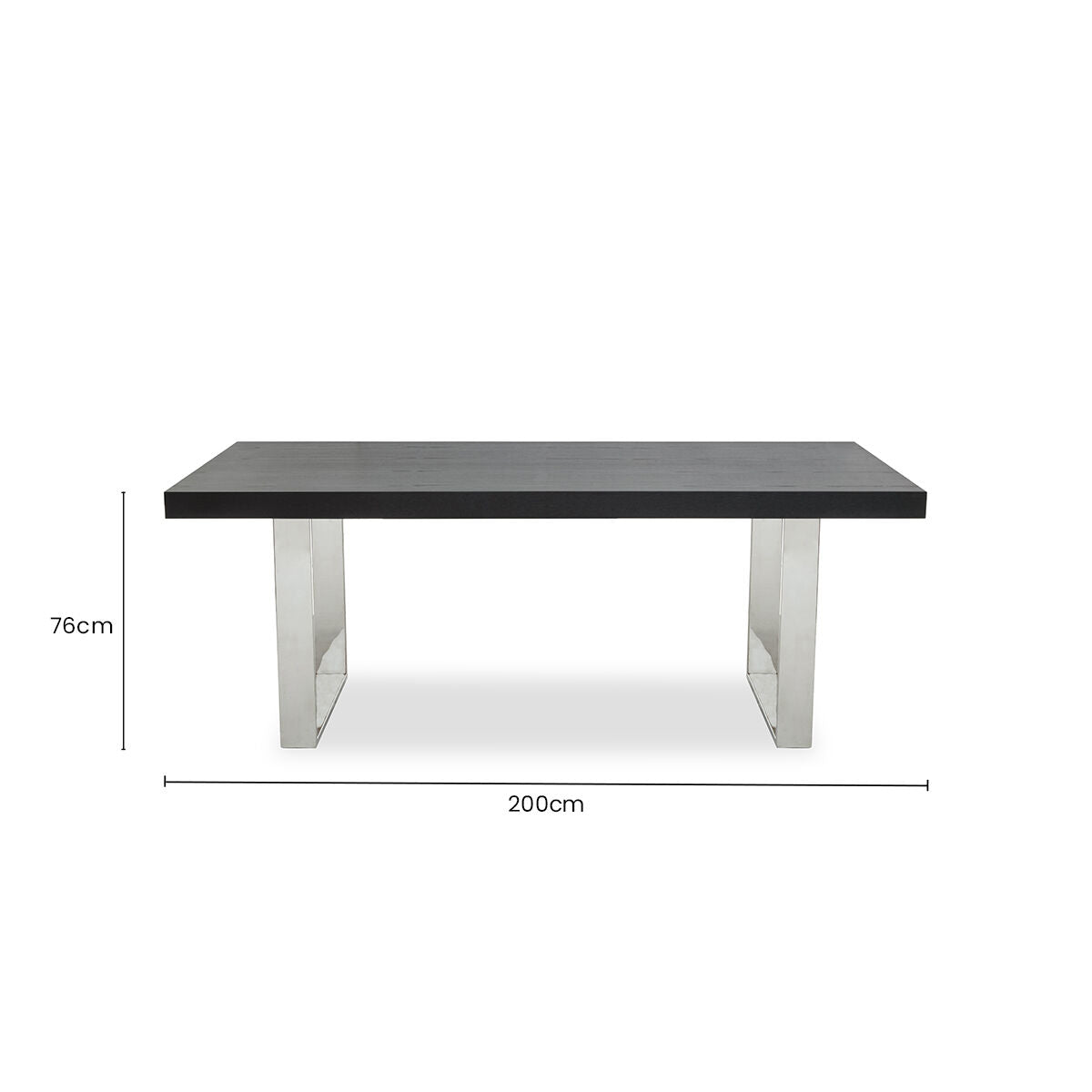 Black Elm Wood Rectangular Dining Table with Stainless Steel U Shaped Legs, Ulmus - Joe’s Haven