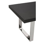 Black Elm Wood Rectangular Dining Table with Stainless Steel U Shaped Legs, Ulmus - Joe’s Haven