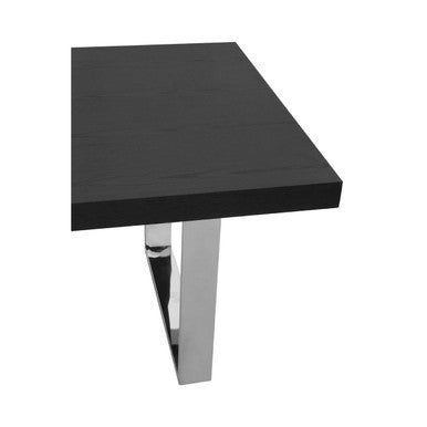 Black Elm Wood Rectangular Dining Table with Stainless Steel U Shaped Legs, Ulmus - Joe’s Haven