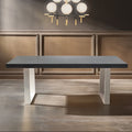 Black Elm Wood Rectangular Dining Table with Stainless Steel U Shaped Legs, Ulmus - Joe’s Haven