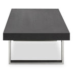 Black Elm Wood Rectangular Coffee Table with Stainless Steel U Shaped Legs, Ulmus - Joe’s Haven
